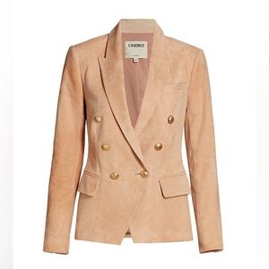 L'AGENCE
Kenzie Double-Breasted Suede Blazer - Quartz - size 2
